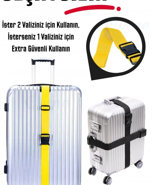 Sarı Valiz Kemeri Emniyet Tokalı Ölçüsü Ayarlanabilir Bavul Güvenlik Emniyet Kemeri